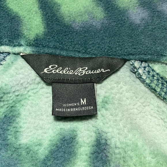 Eddie Bauer Blue and Green Tie-Dye Fleece Women's Top - Picture 3 of 4